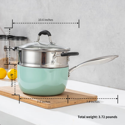 SLOTTET Nonstick Stainless Steel Saucepan with Lid