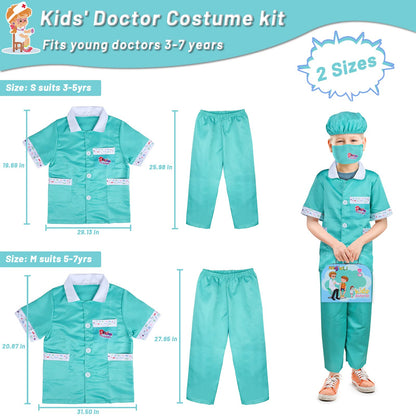 Magic4U Kids Doctor Costume Kit with Real Working Stethoscope and Carry Case, 34 Pieces Pretend-n-Play Realistic Medical Dr Toys for Toddler Boys Girls