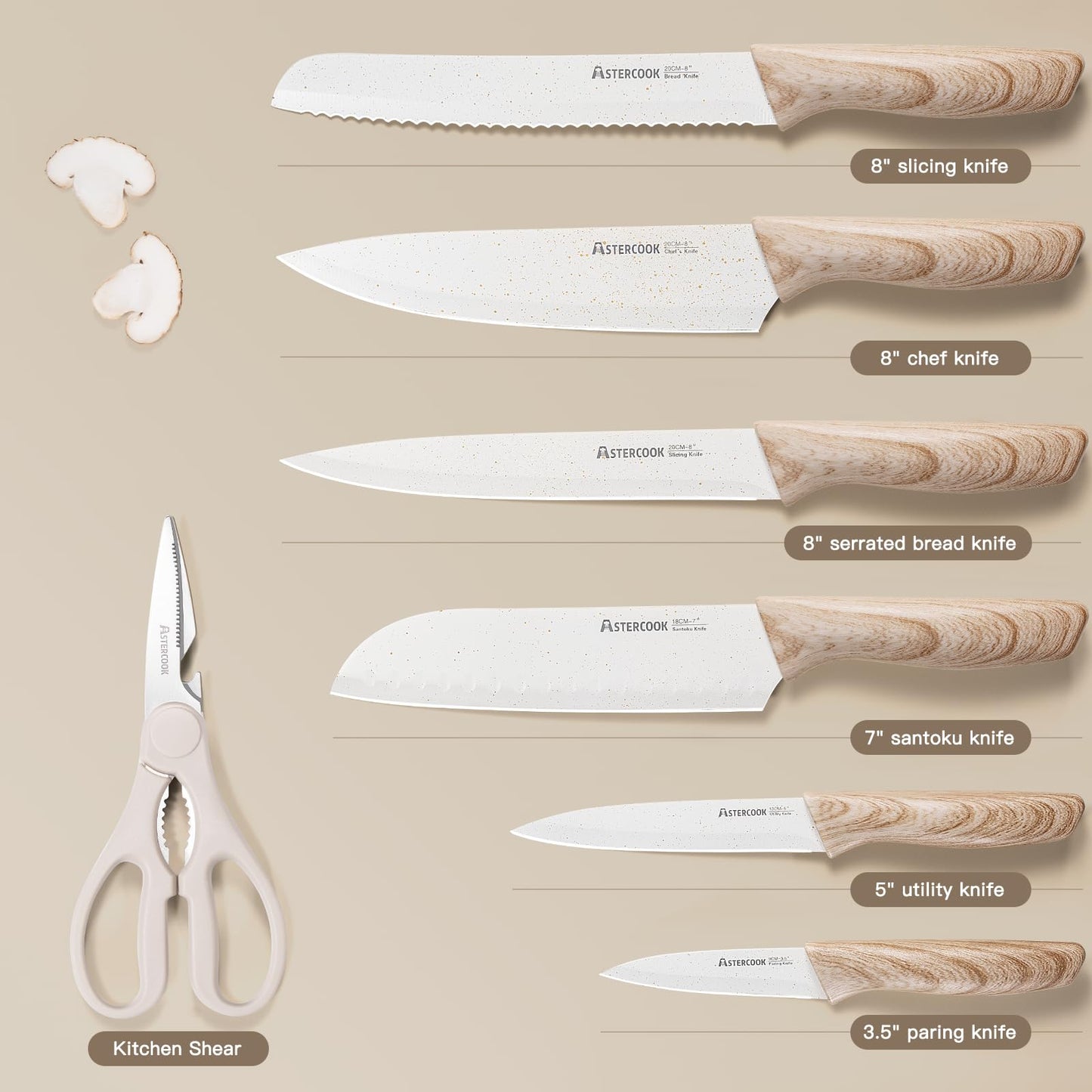 13-Piece Astercook Stainless Steel Knife Set