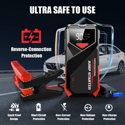 2500A PowQ Car Jump Starter with Flashlight