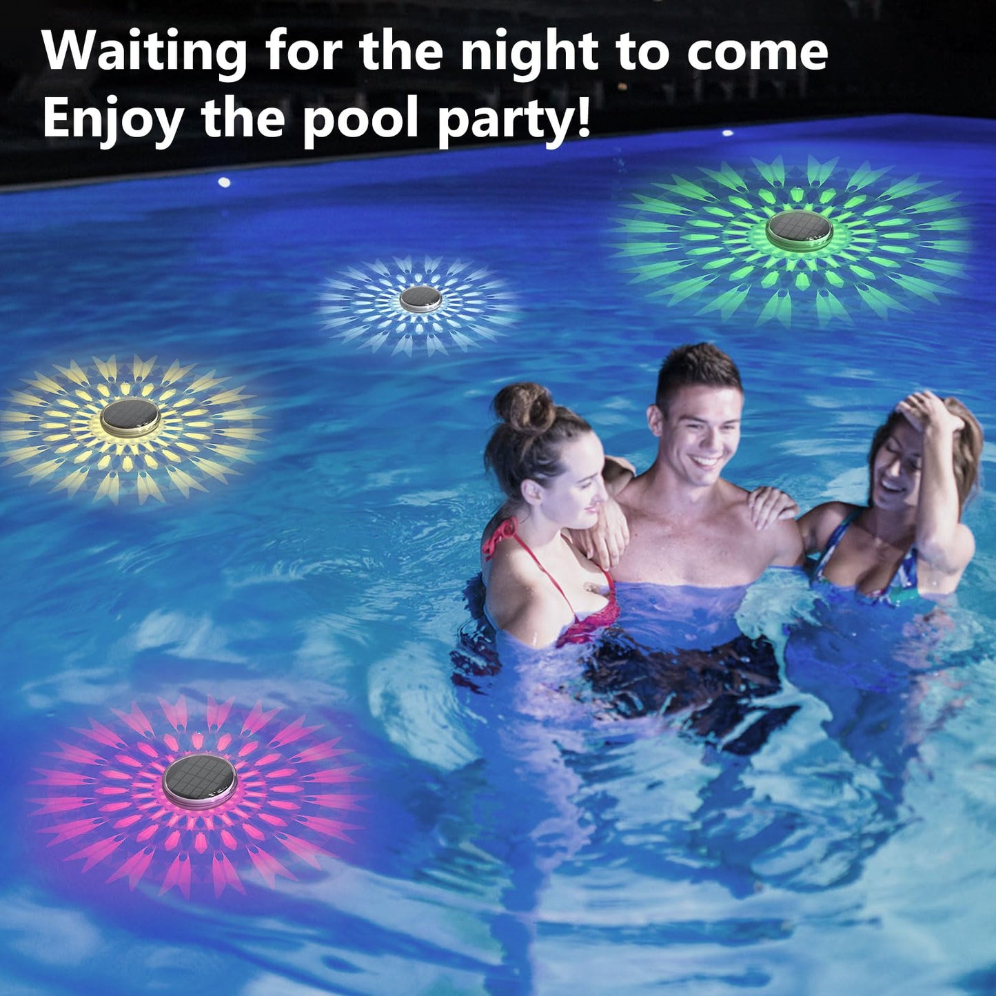 2 Pack Solar Floating Pool Lights with Remote