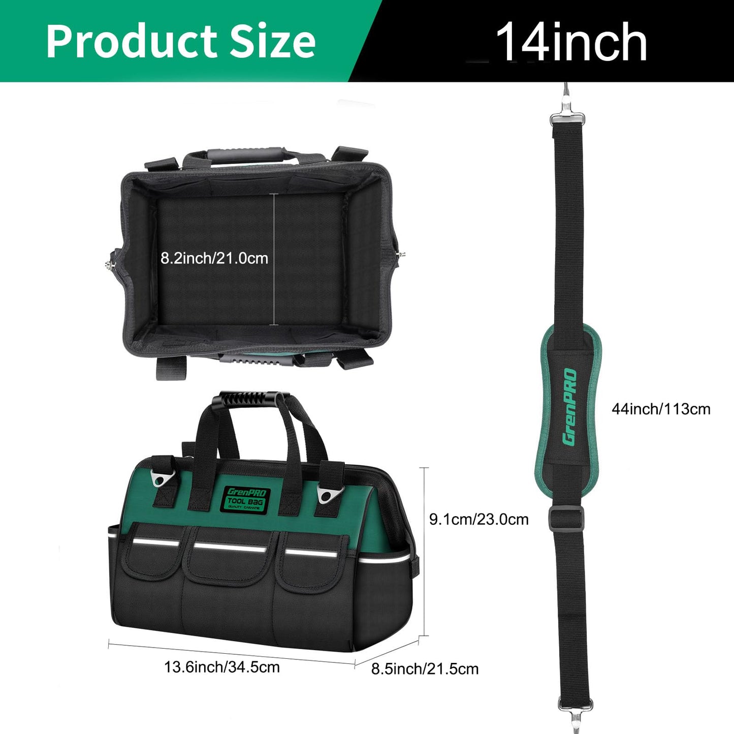 GRENPRO 14-Inch Heavy Duty Tool Bag Organizer