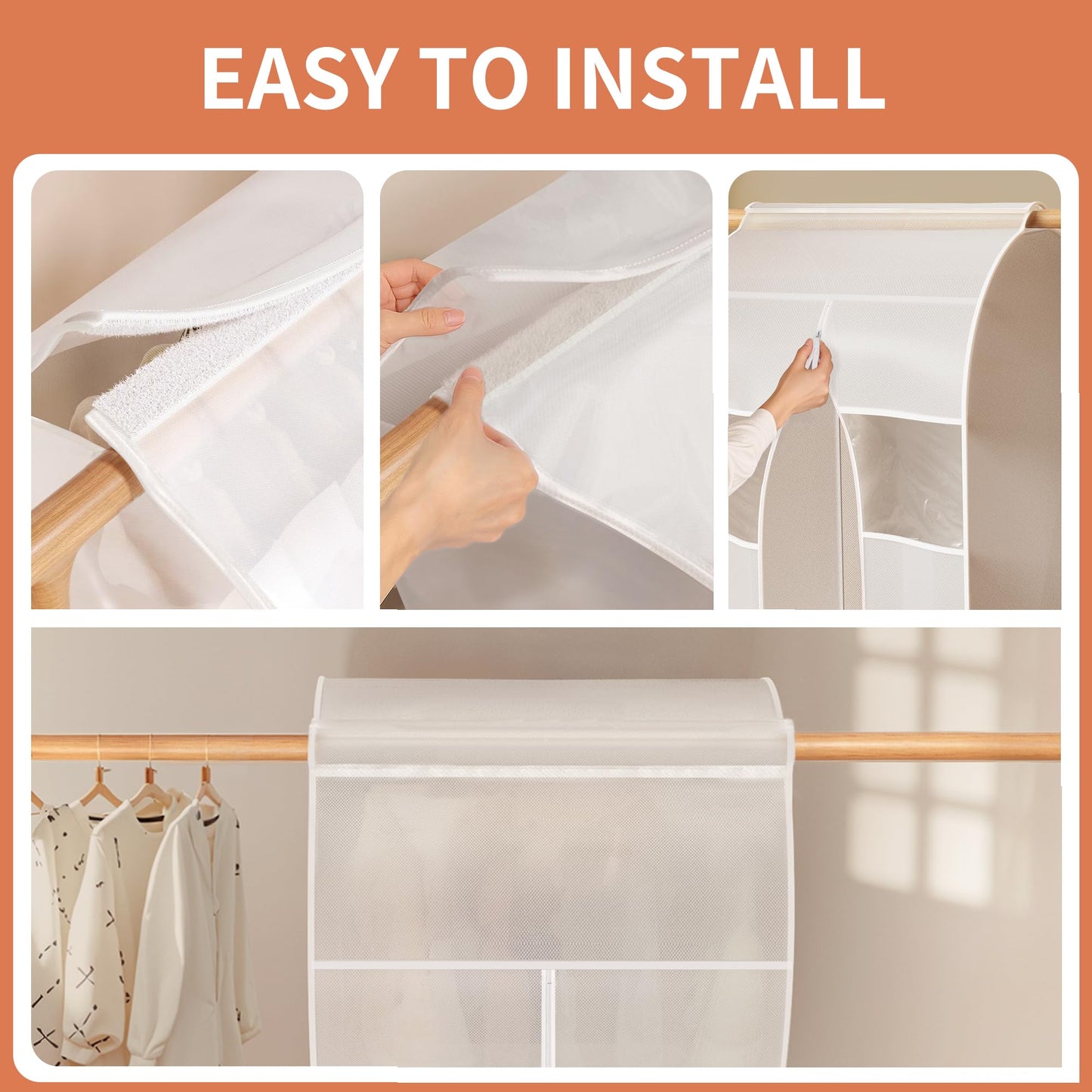 2 Pack Clear Garment Bags for Hanging Clothes