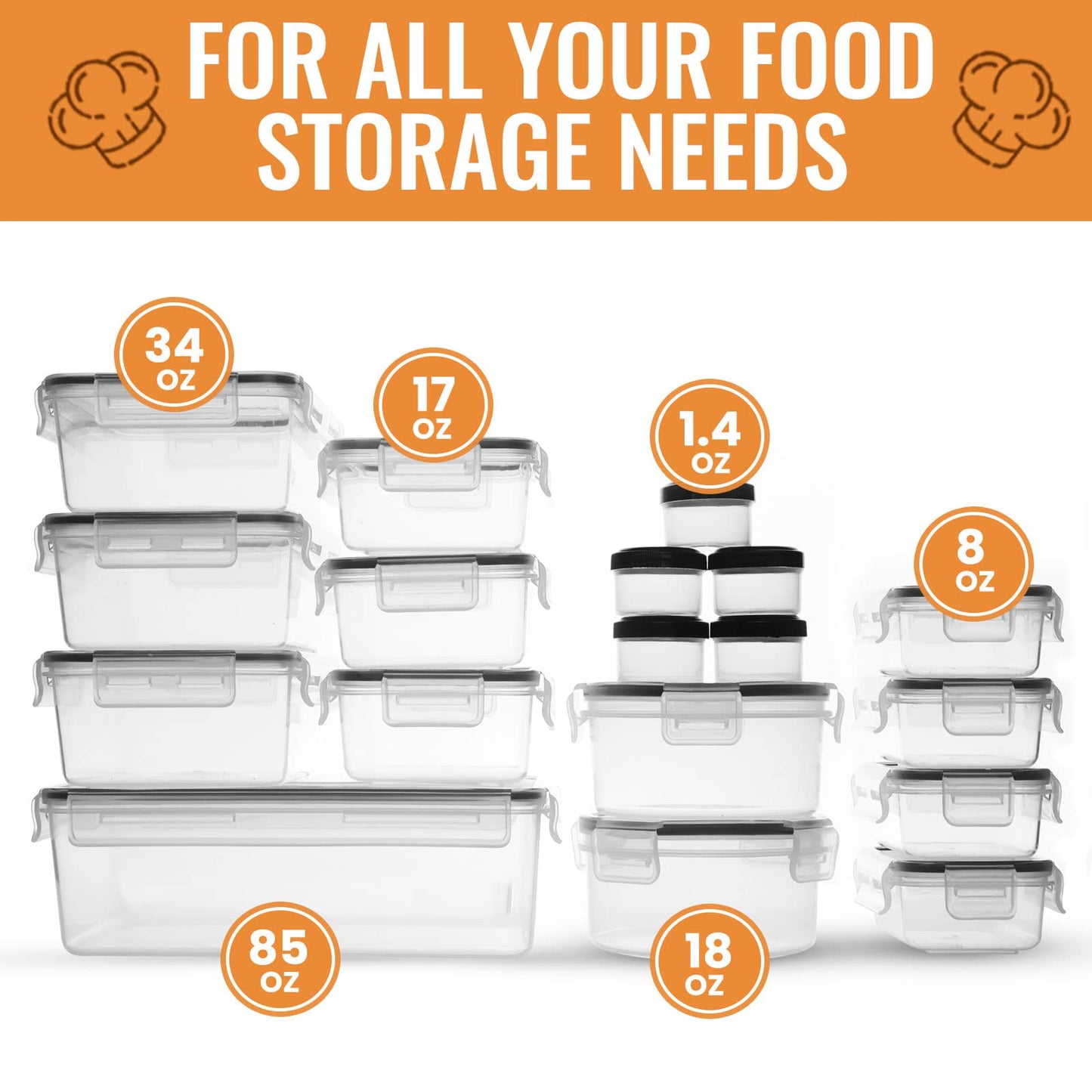 18 Pack FILTA Airtight Food Storage Containers