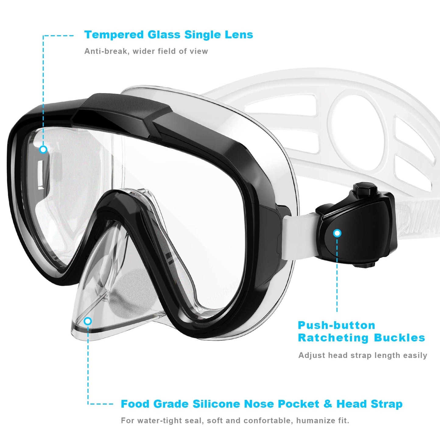 Snorkeling Gear Set for Adults with Dry Top