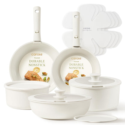 CAROTE 15-Piece Nonstick Cookware Set with Handles