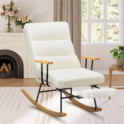 Teddy Upholstered Rocking Chair with Footrest