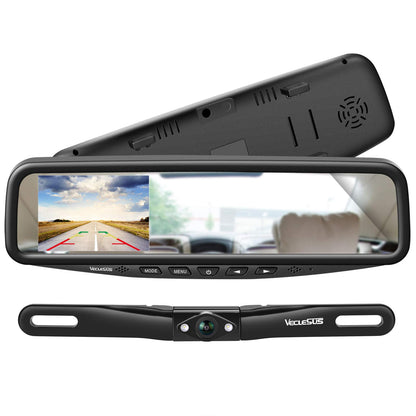 VECLESUS VT1 1080P Wired Car Backup Camera Kit, Easy to Install for Continuous or Reversing Viewing, 4.3" in-Mirror Clip-on Monitor with HD Backup Camera for Cars, Pickups, SUVs, Vans, Sedans, Trucks