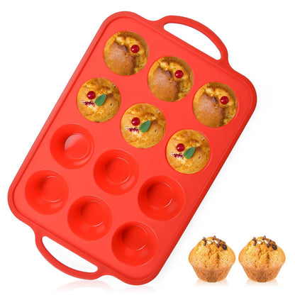 Vinino Silicone Muffin Pan, 12-Cup BPA Free