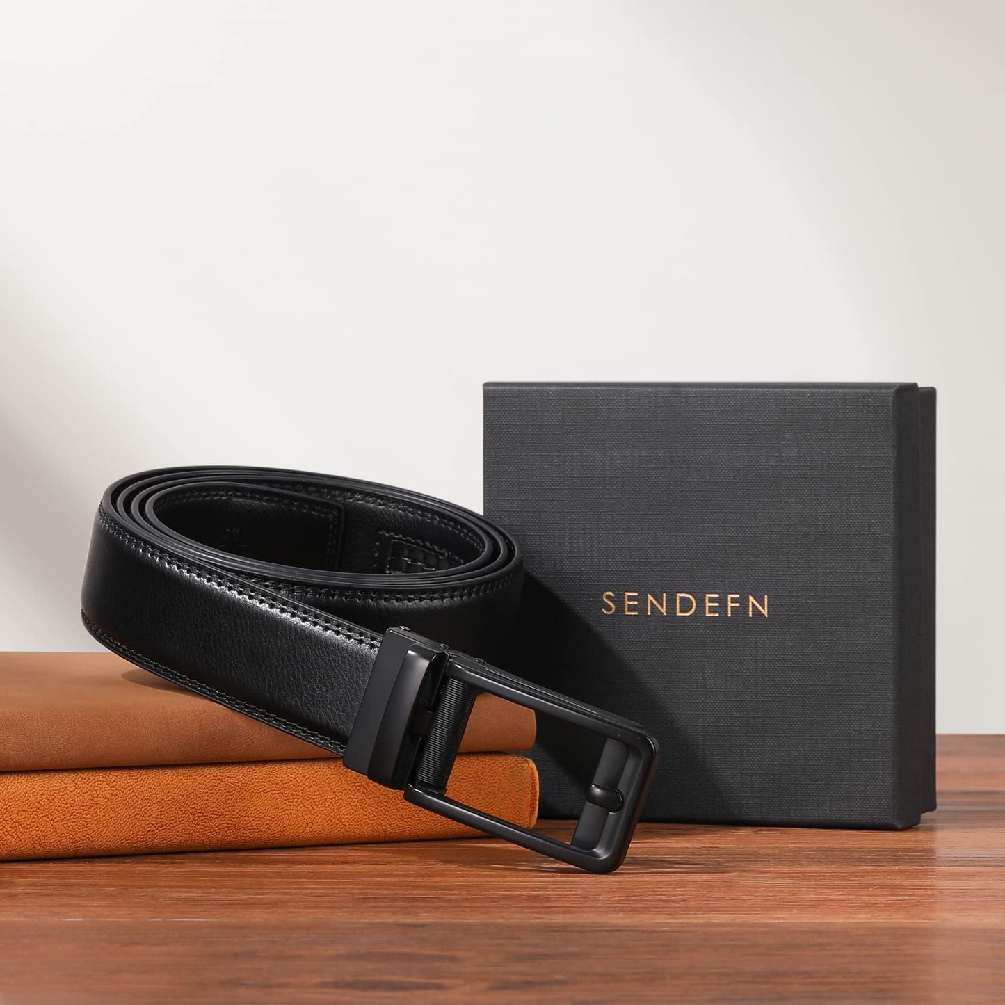 SENDEFN Men's Leather Casual Belt with Click Buckle
