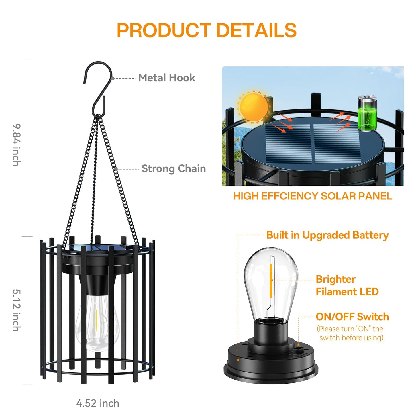KOOPER Solar Lanterns Outdoor Waterproof Decorative 2 Pack