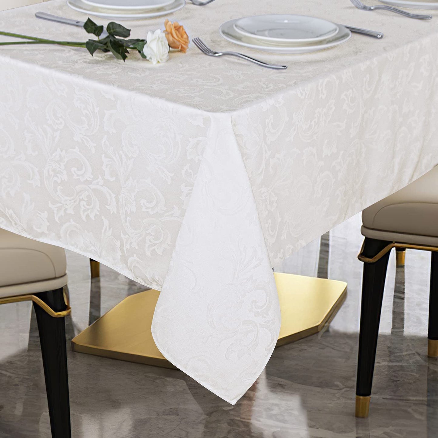 Obstal 210GSM Rectangle Table cloth, Water Resistance Microfiber Tablecloth, Decorative Fabric Table Cover for Outdoor and Indoor Use (Ivory, 52 x 70 Inch)