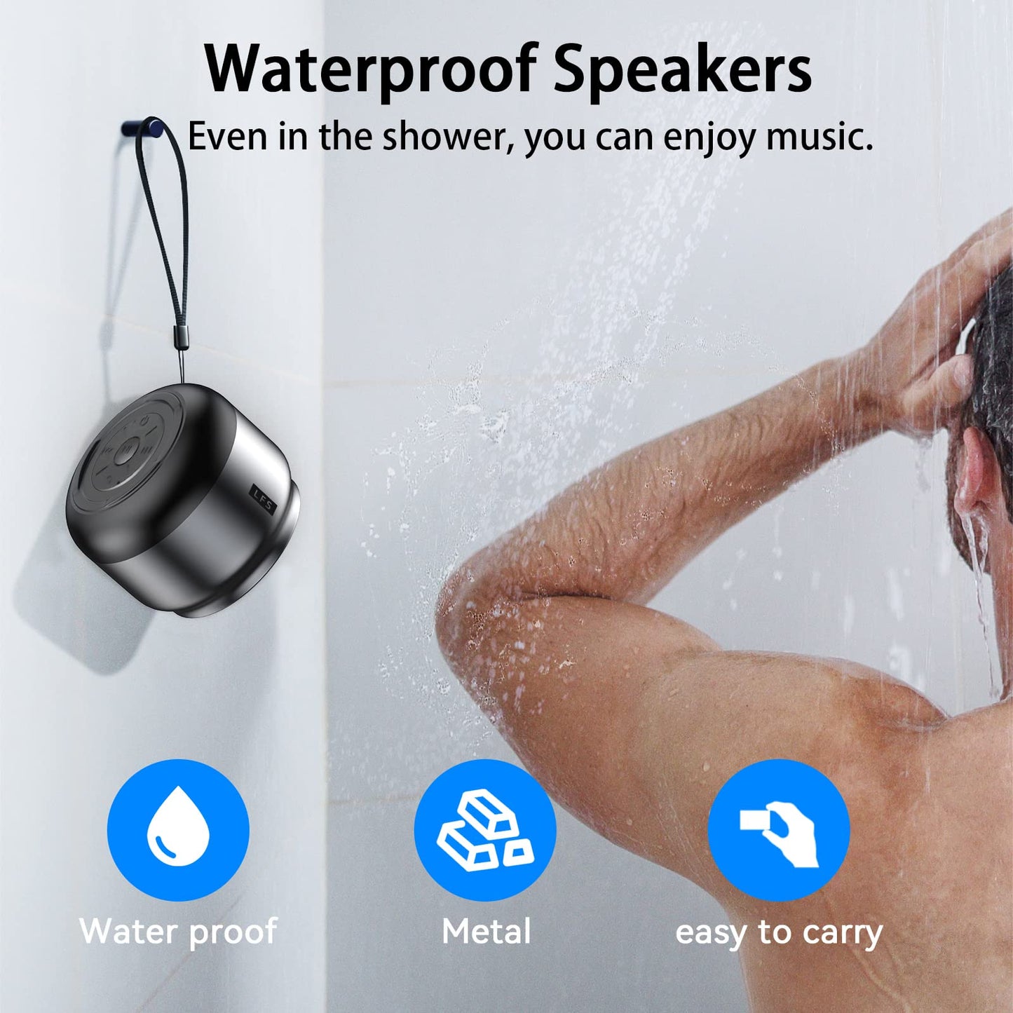Portable Waterproof Bluetooth Shower Speaker - 15 Hours Playtime