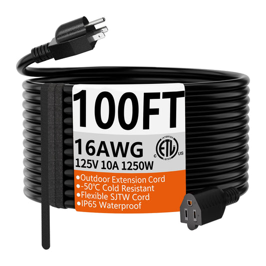 100 FT 16 Gauge Waterproof Extension Cord