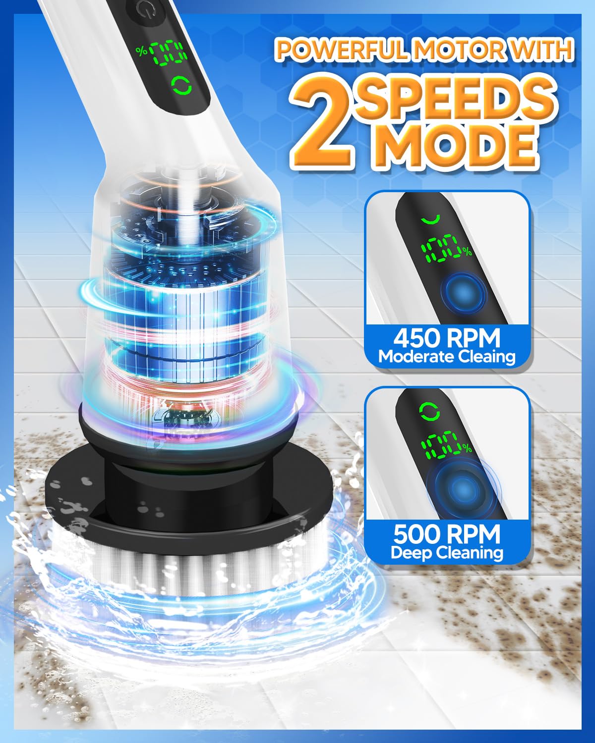 Electric Spin Scrubber with 3 Brush Heads