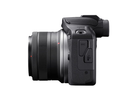 Canon EOS R100 Mirrorless Camera RF-S18-45mm F4.5-6.3 IS STM Lens Kit, 24.1 Megapixel CMOS (APS-C) sensor, 4K Video, RF Mount, Black