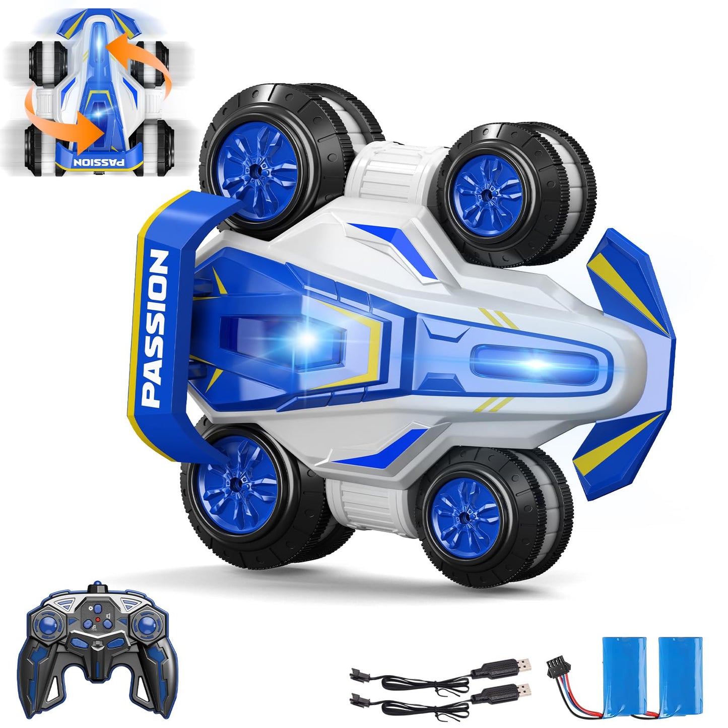 LOOZIX Upgraded Remote Control Car 360° Spins RC Car 2- in-1 Anti-Gravity RC Racer Wheelie Drift Stunt Car with Lights&Music Birthday Gifts Toys for 6 7 8 9 10 11 12 Year Old Boys