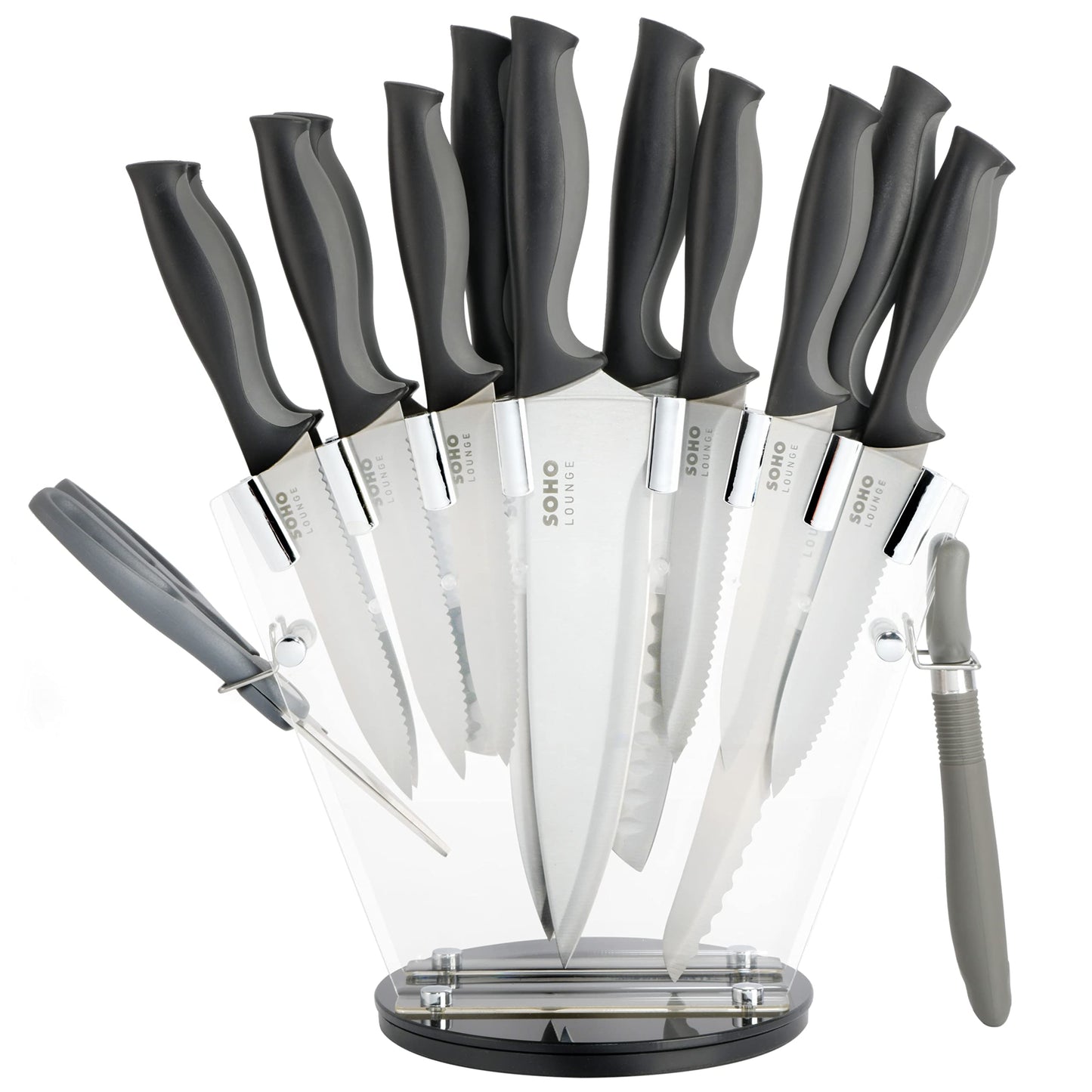 16-Piece Stainless Steel Knife Set with Stand