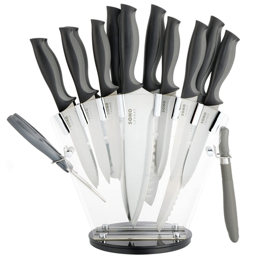 16-Piece Stainless Steel Knife Set with Stand