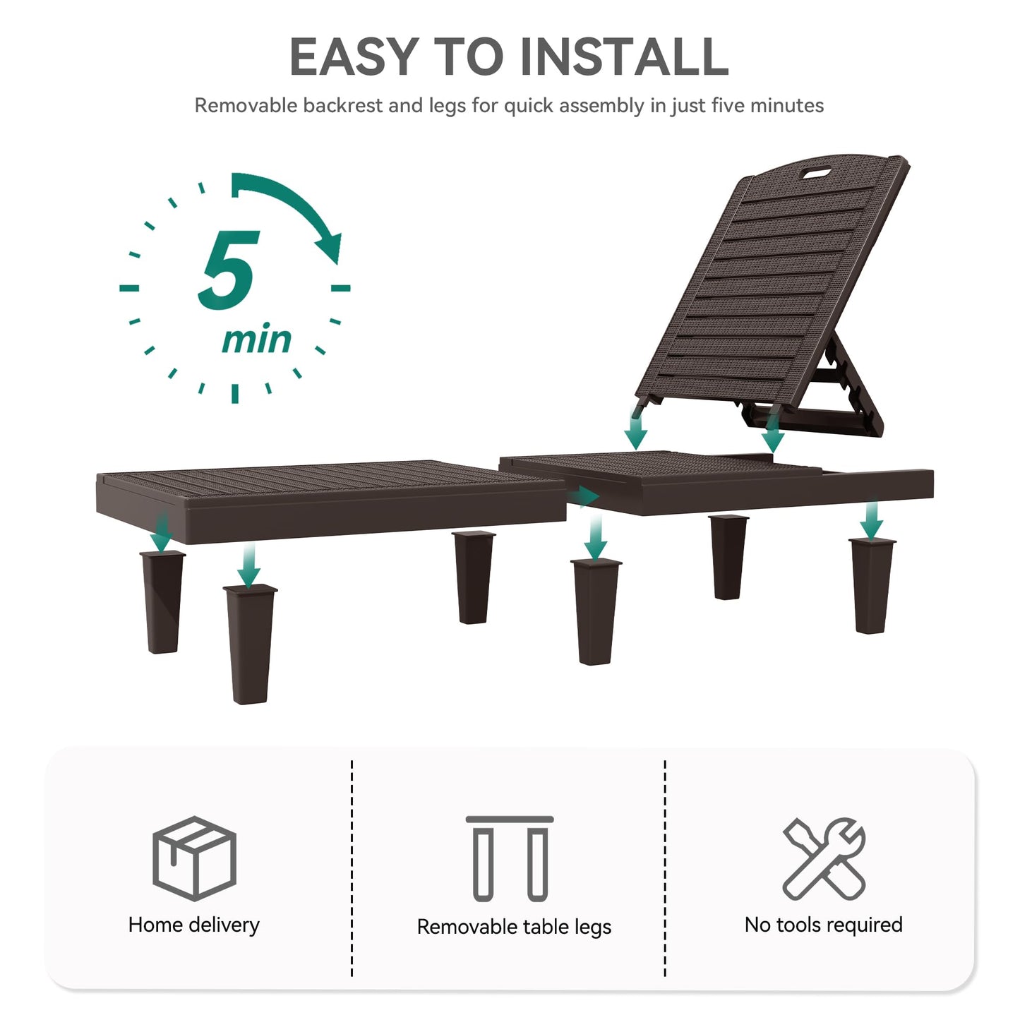2 Pack YITAHOME Outdoor Chaise Lounge Chairs
