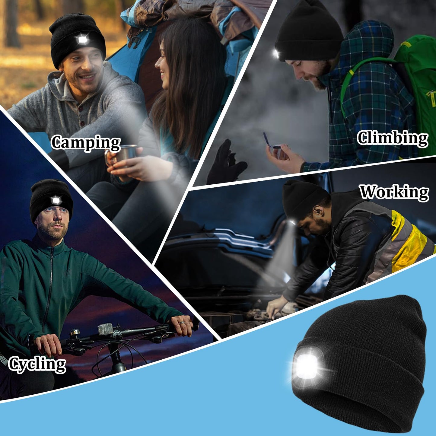 USB Rechargeable Knit Cap for Dad Gifts