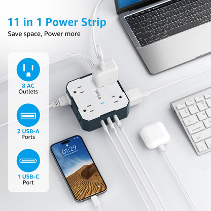 WEIMIL Flat Plug Power Strip with USB Ports