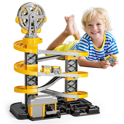 Kids Toys Race Tracks Toy for 3 4 5 6 7 8 Year Old Boys Girls, 2 PCS Truck Car and Flexible Track Play Set Create A Engineering Road Games Toddler Best Gifts (SY-006)