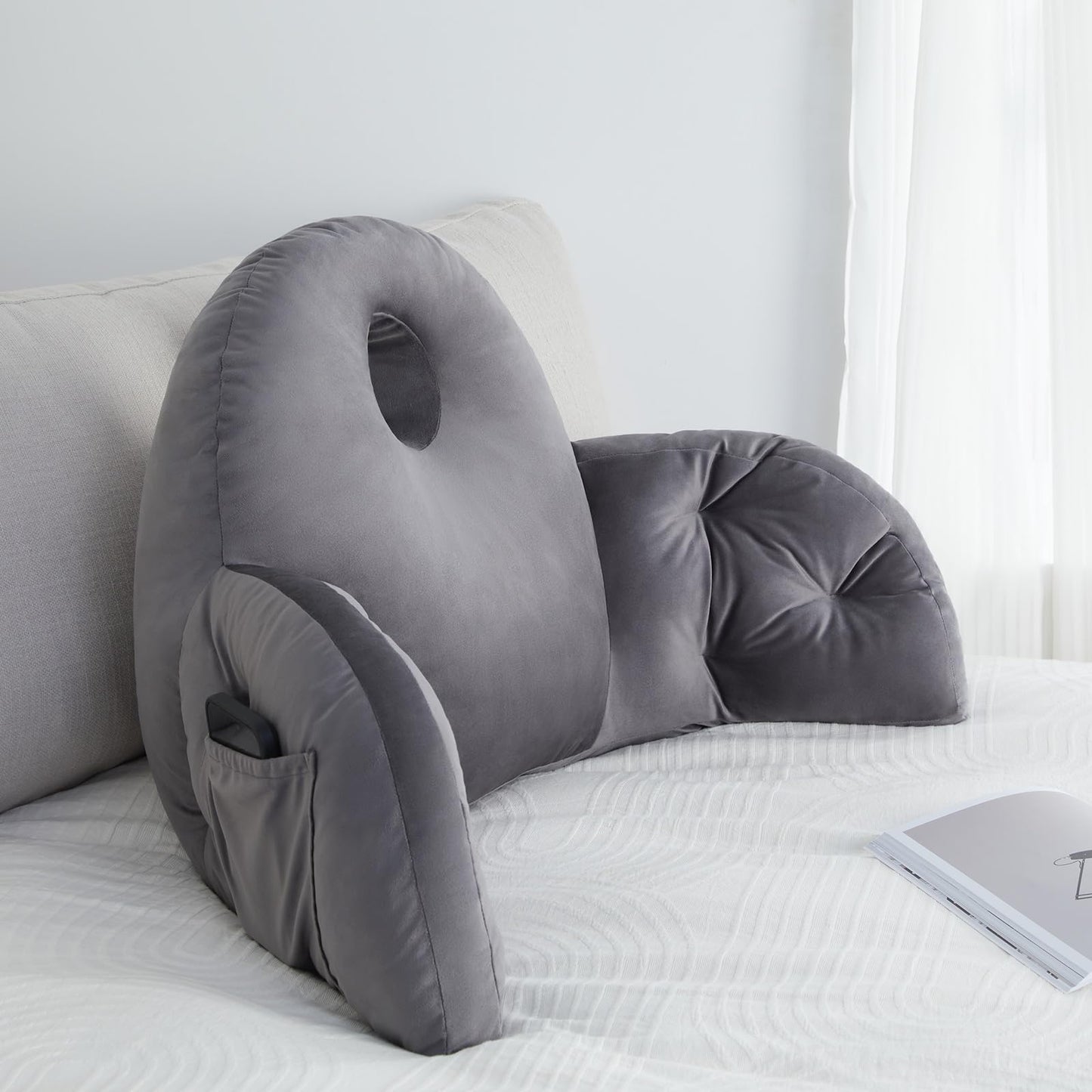 Reading Pillow for Bed with Storage Support