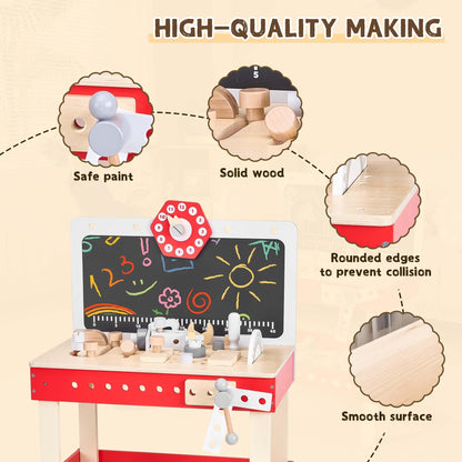 Kids' Wooden Tool Workbench Playset for Ages 3-7