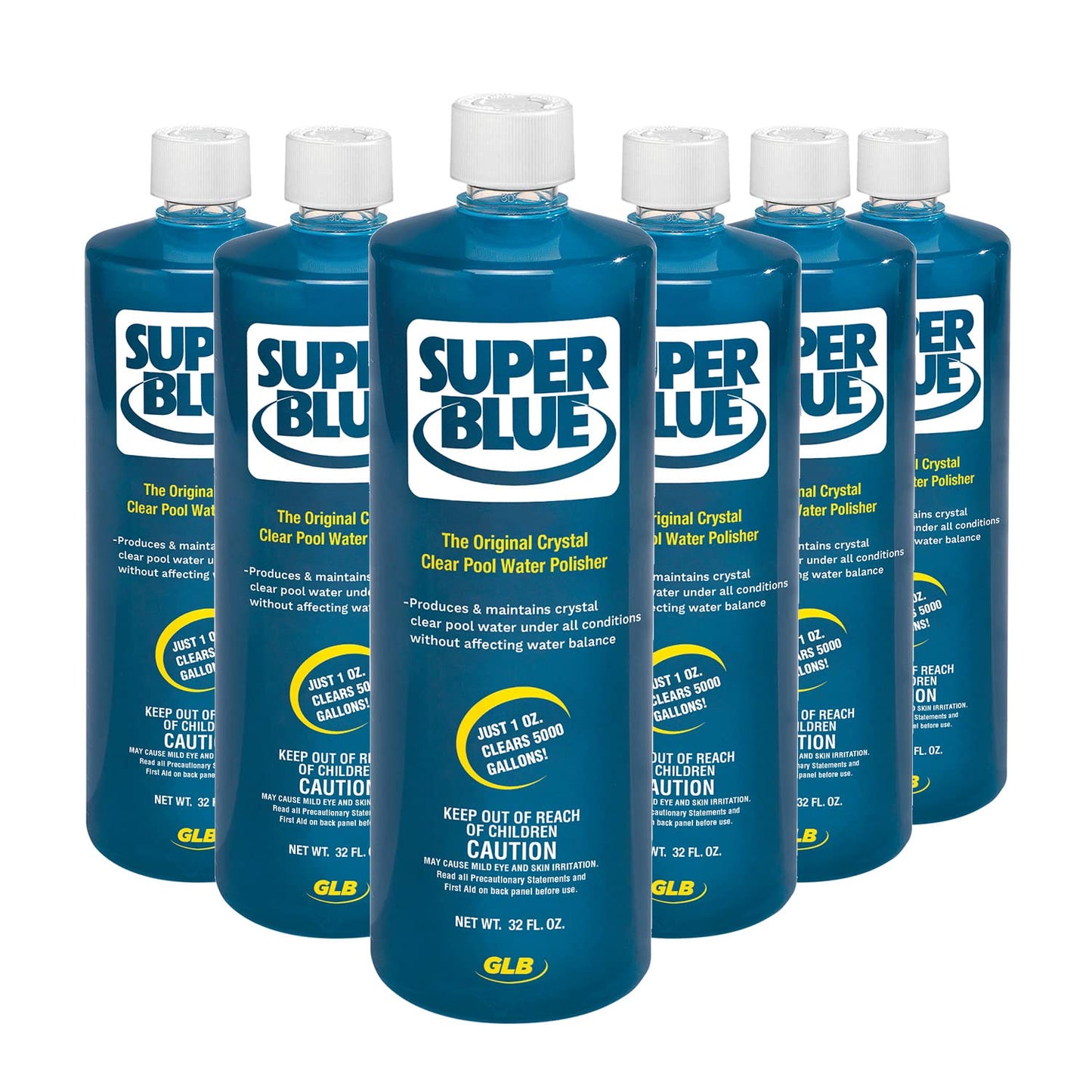 GLB Robarb 20154A-02 Super Blue Swimming Pool Clarifier, 1-Quart, 6-Pack