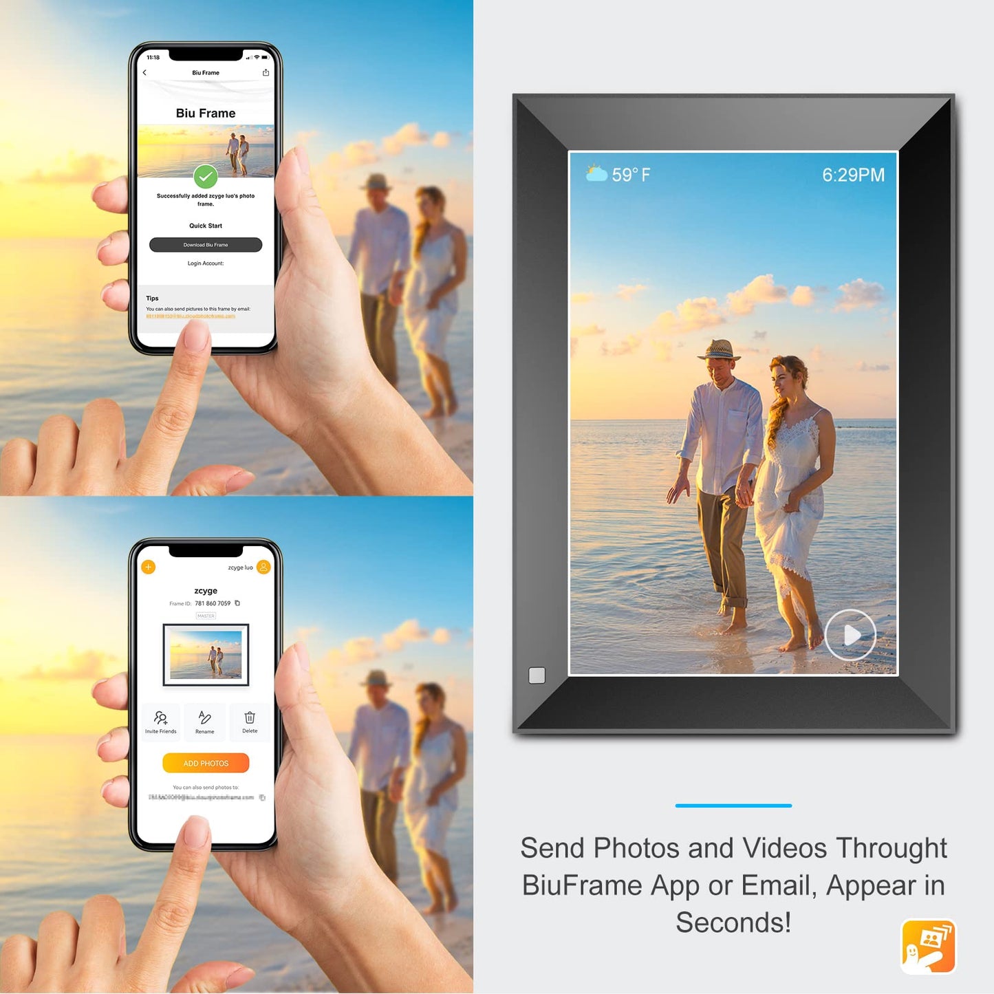 10.1" WiFi Digital Photo Frame with App