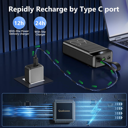 60000mAh Power Bank with Fast Charging & Flashlight