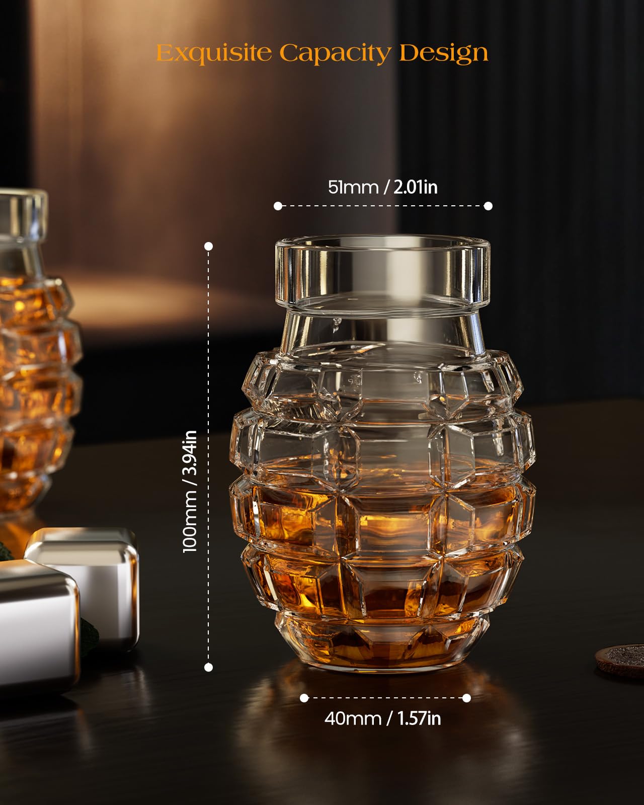 Set of 4 Grenade Whiskey Glasses in Gift Box