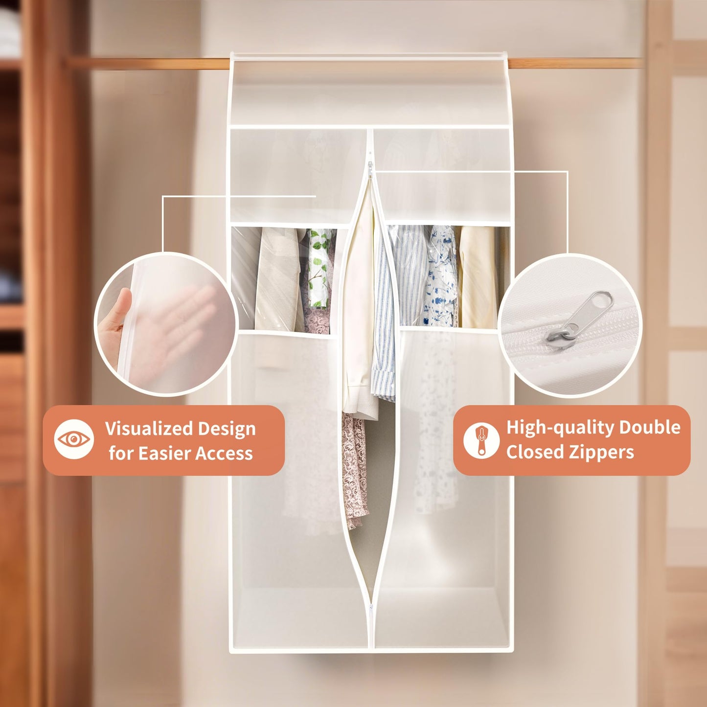 2 Pack Clear Garment Bags for Hanging Clothes