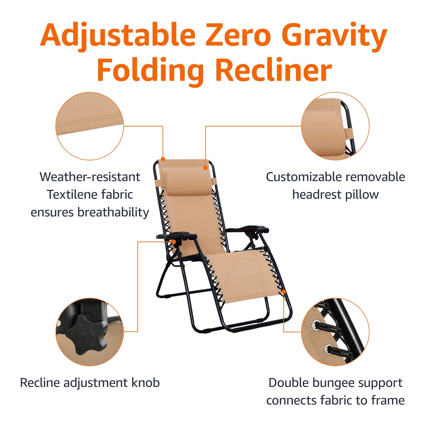 Zero Gravity Lounge Chair with Pillow by Amazon Basics