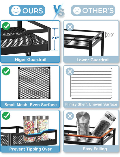 Pull Out Spice Rack Organizer - 2 Tier Metal