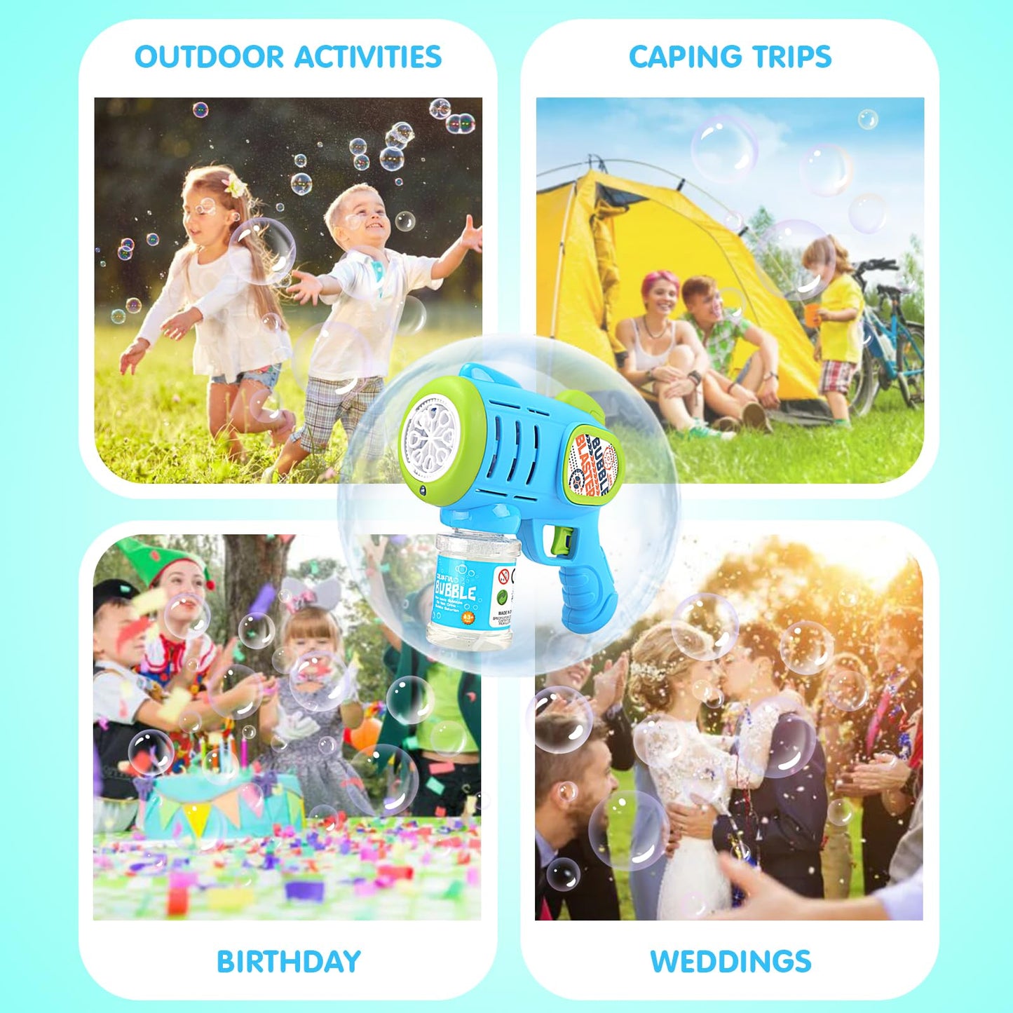 2 Pack Bubble Gun Machine for Kids Outdoor Fun