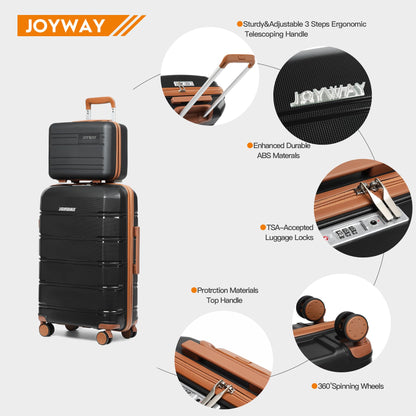 Joyway 20 Inch Carry On Luggage with TSA Lock, Durable Hardshell Suitcase for Travel, Unisex Luggage Bag for Men and Women Checked Luggage Sets Black