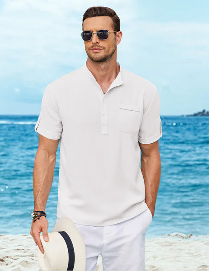 Men's Casual Short Sleeve Henley Shirt