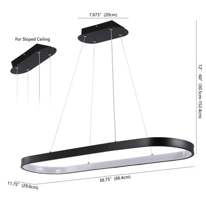 JONATHAN Y JYL7120A Nolan 38.75" Modern Bohemian Iron Linear Integrated LED Pendant Coastal Contemporary Adjustable Dining Room Living Room Kitchen Island Foyer Bedroom Hallway, Black