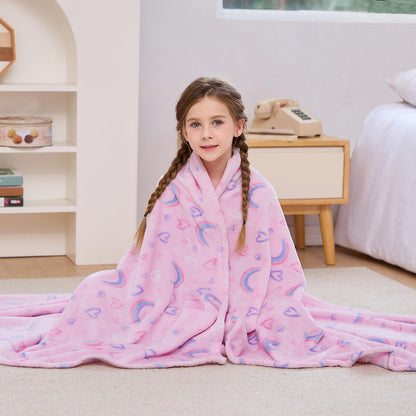 Kids Rainbow Print Plush Throw Blanket 50" x 60"