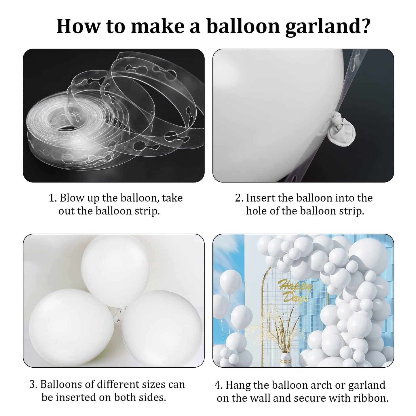 104PCS White Balloon Garland Arch Kit
