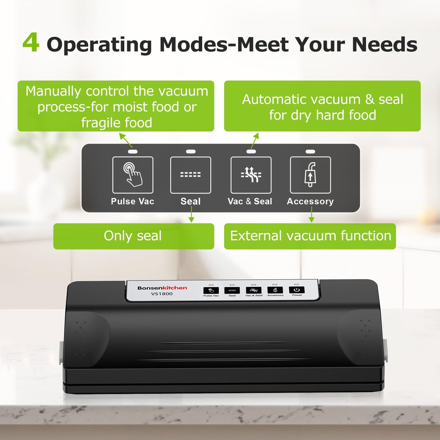Bonsenkitchen Vacuum Sealer Machine with 5 Bags