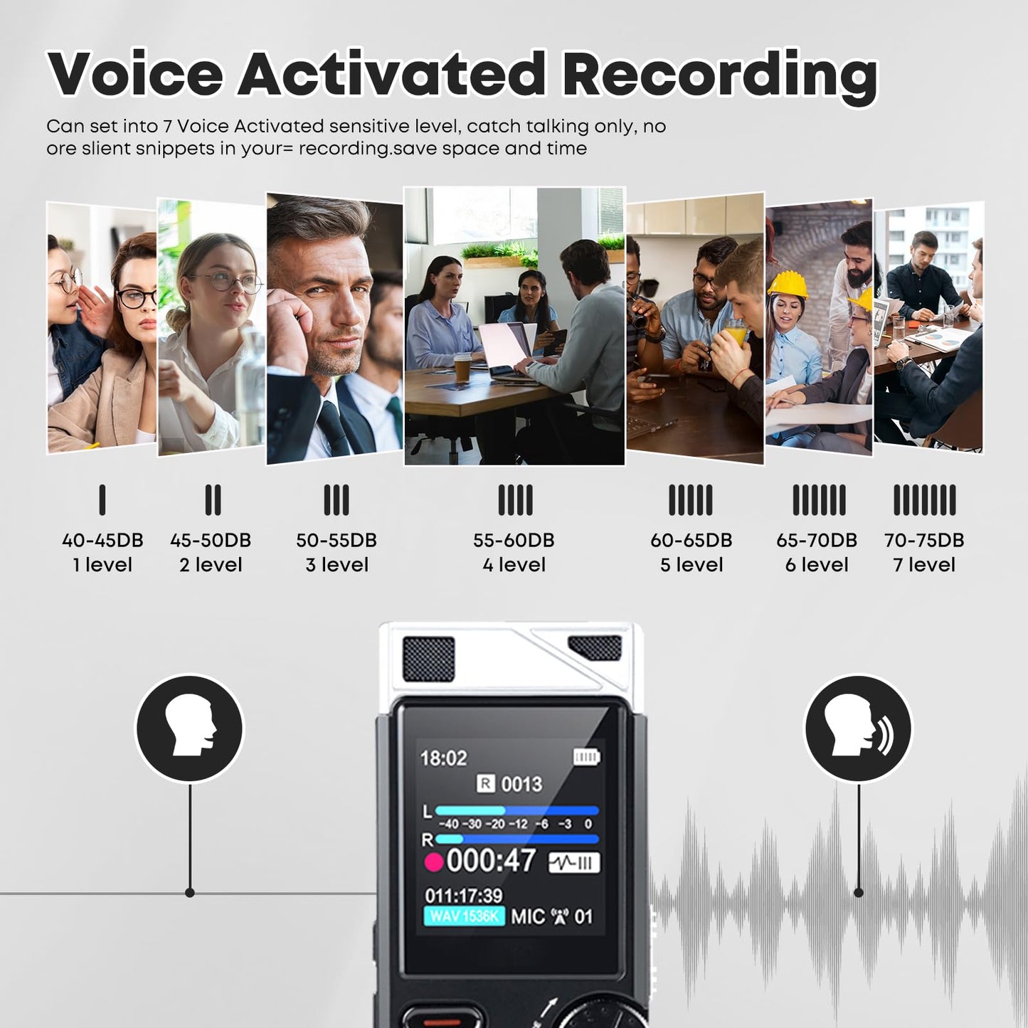 Wucotc 264GB Voice Activated Digital Recorder