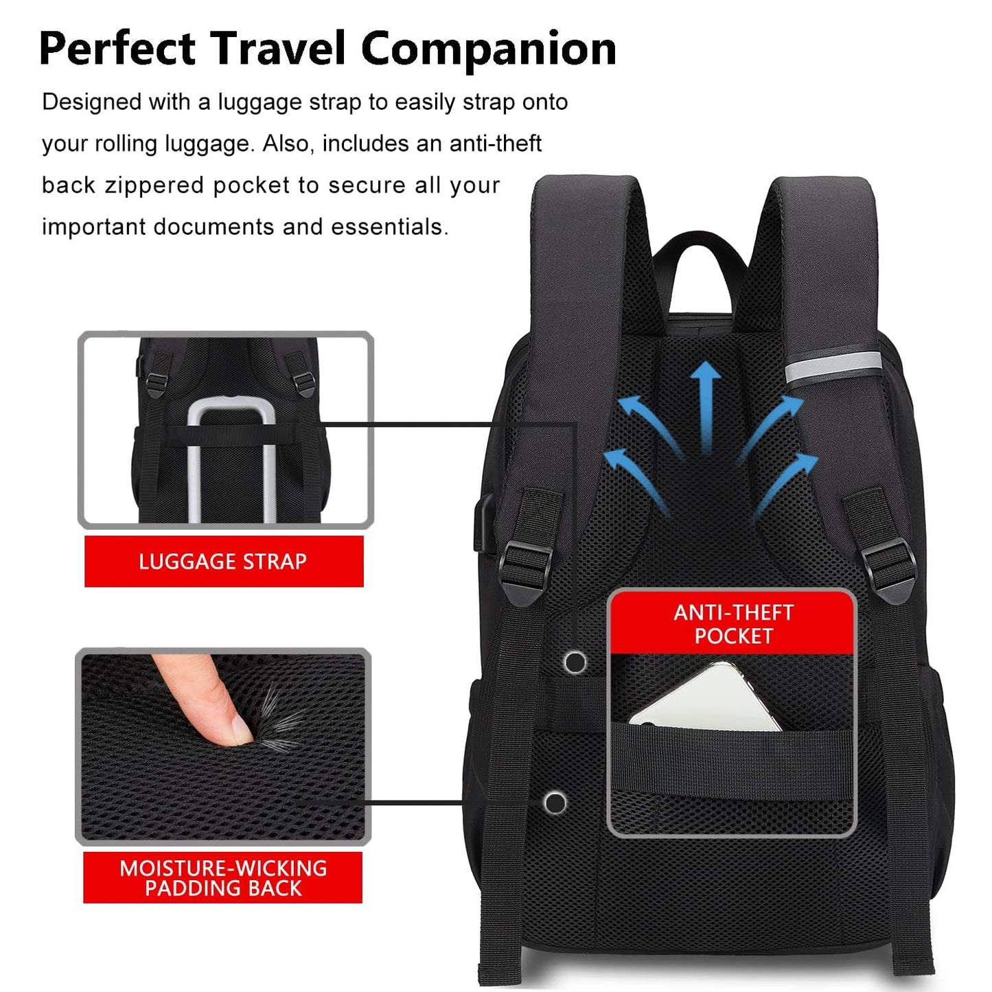 MAXTOP Water Resistant Laptop Backpack with USB Charging