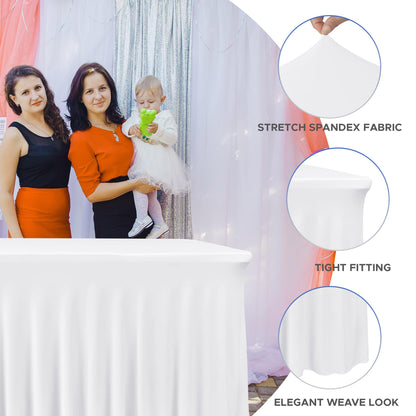 White Spandex Table Skirt for 8 Foot Tables