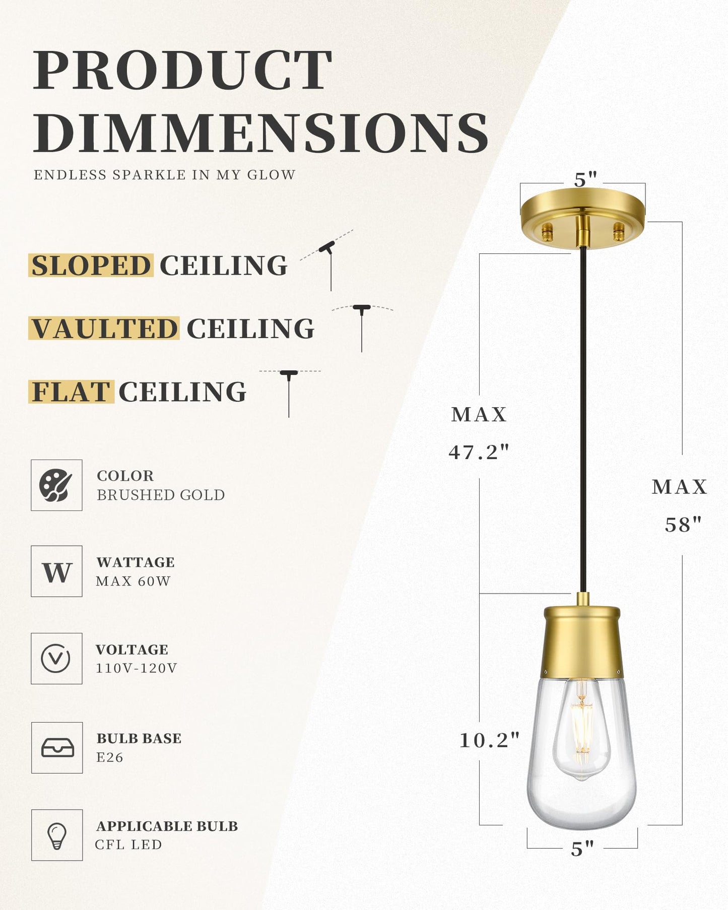 Gold Pendant Light Fixture for Kitchen Island