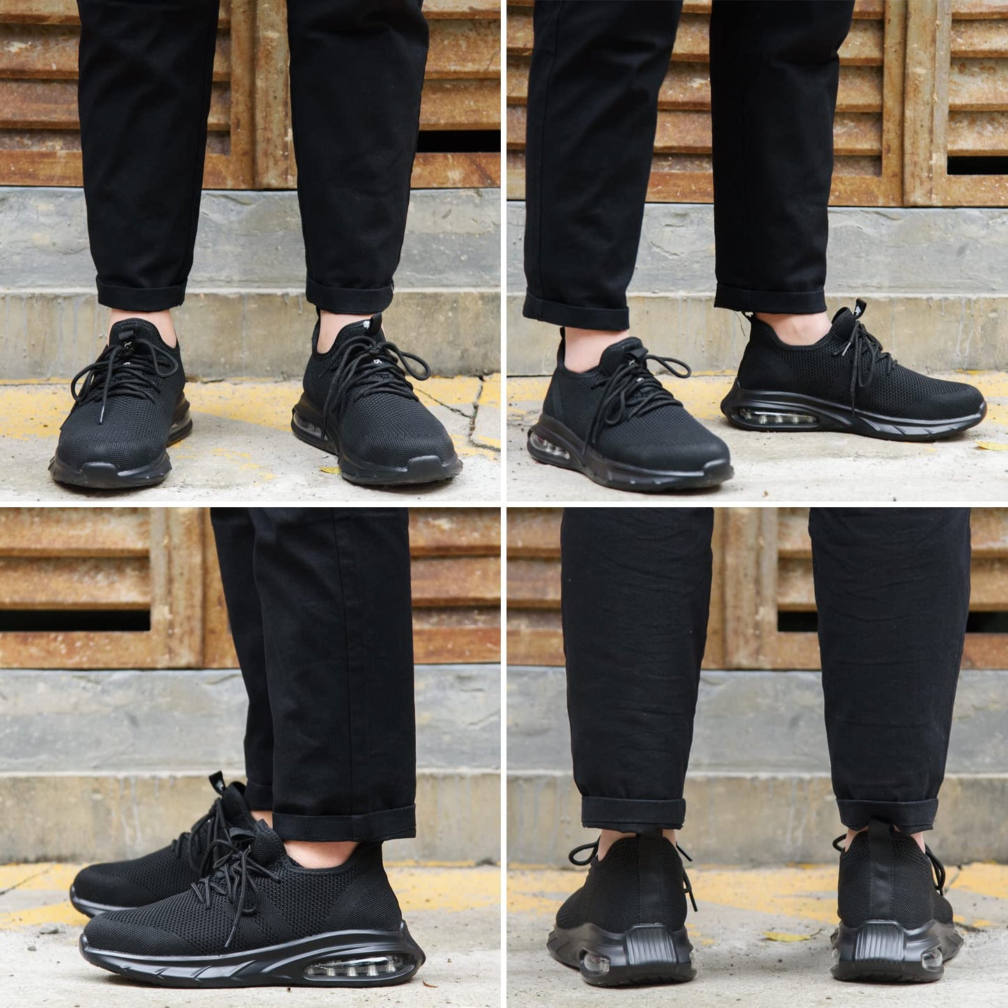 SUADEX Steel Toe Shoes for Men Lightweight Indestructible Work Shoes Women Breathable Safety Shoes for Industrial Coustruction Black 12 Women/10.5 Men