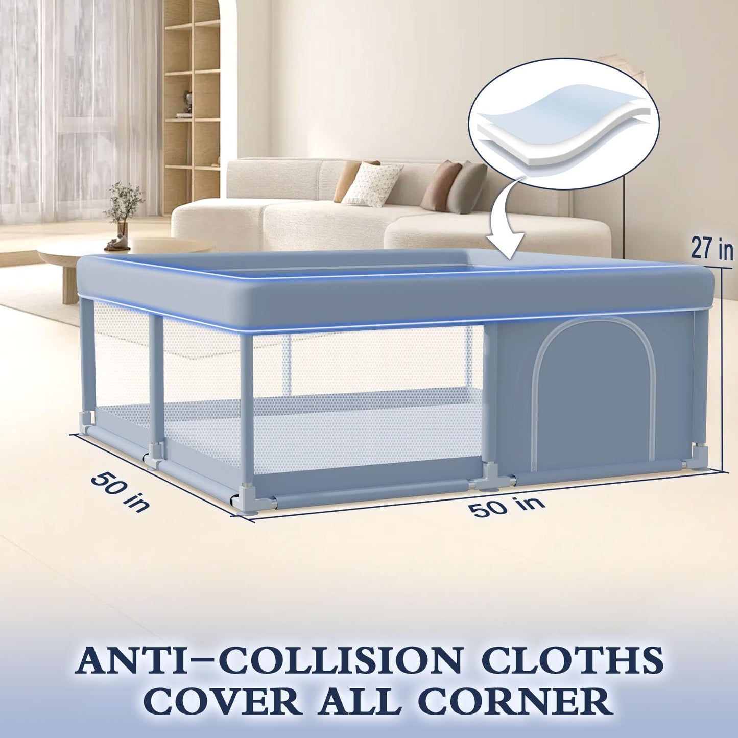 Baby Playpen 50x50 Inch for Indoor & Outdoor