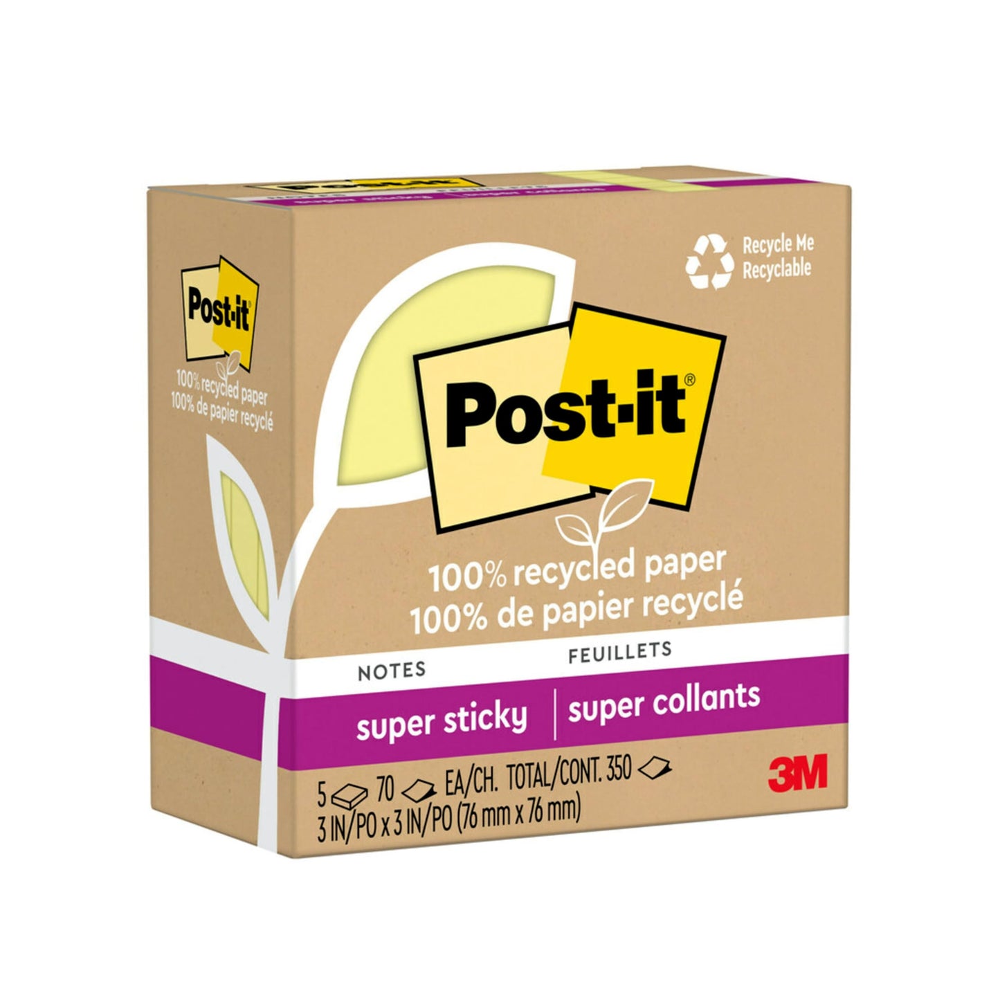 Post-it Super Sticky Recycled Notes, 3" x 3"